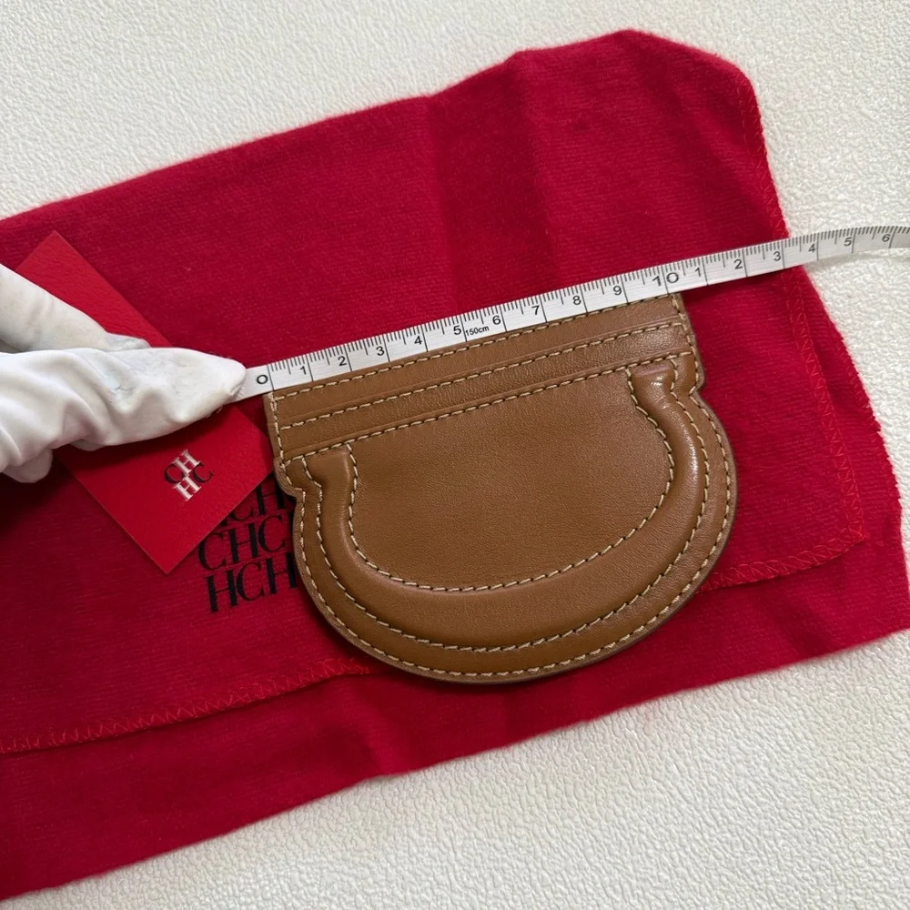 NWOT Carolina Herrera Mini Brown Color Hand Craft Card Case/Coin Pouch - Picture 4 of 5
